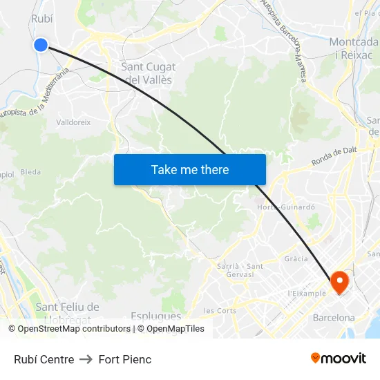 Rubí Centre to Fort Pienc map