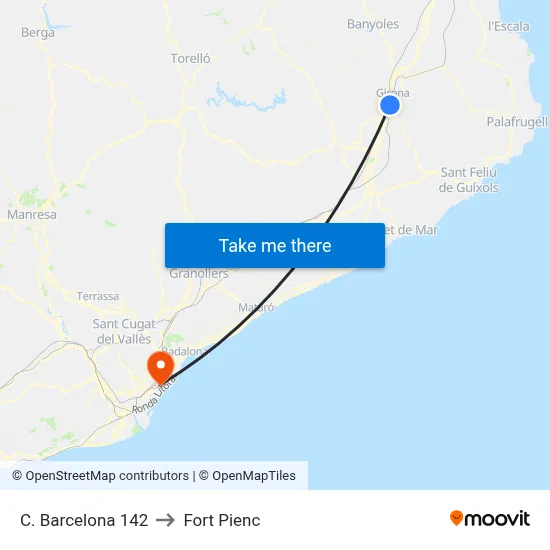 C. Barcelona  142 to Fort Pienc map