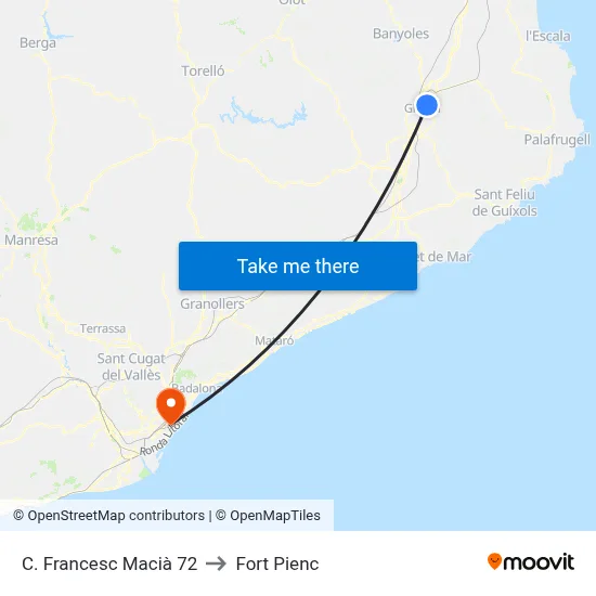 C. Francesc Macià  72 to Fort Pienc map
