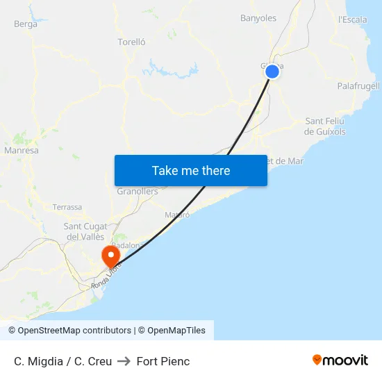 C. Migdia / C. Creu to Fort Pienc map