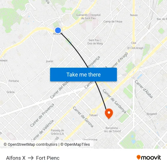 Alfons X to Fort Pienc map