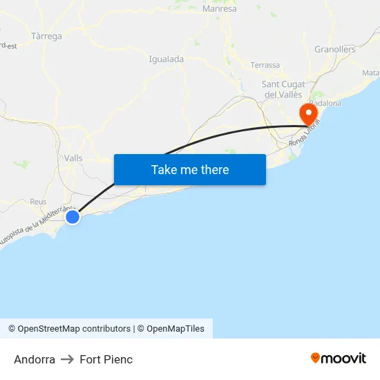 Andorra to Fort Pienc map