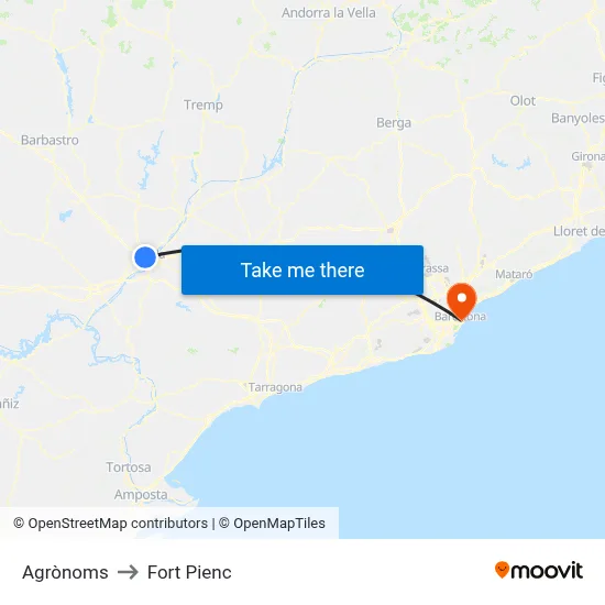 Agrònoms to Fort Pienc map