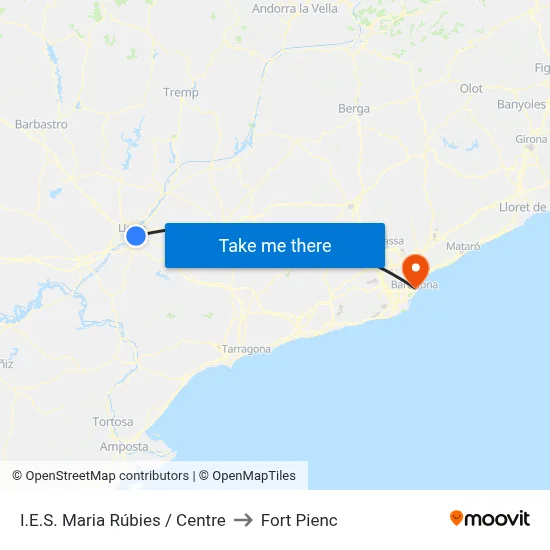I.E.S. Maria Rúbies / Centre to Fort Pienc map