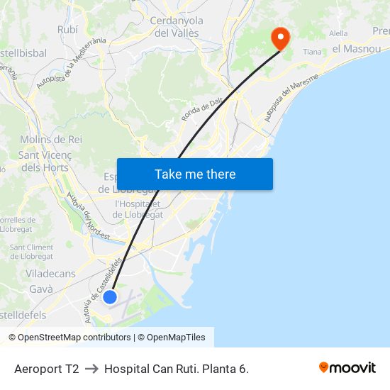 Aeroport T2 to Hospital Can Ruti.  Planta 6. map