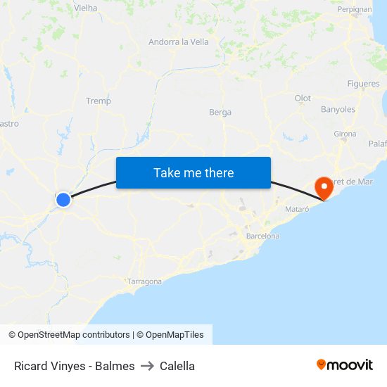 Ricard Vinyes - Balmes to Calella map