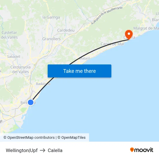 Wellington|Upf to Calella map