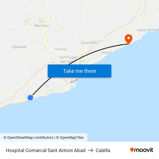 Hospital Comarcal Sant Antoni Abad to Calella map