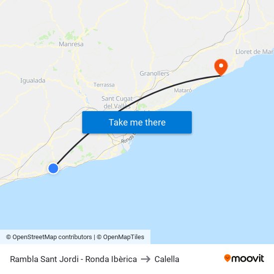 Rambla Sant Jordi - Ronda Ibèrica to Calella map