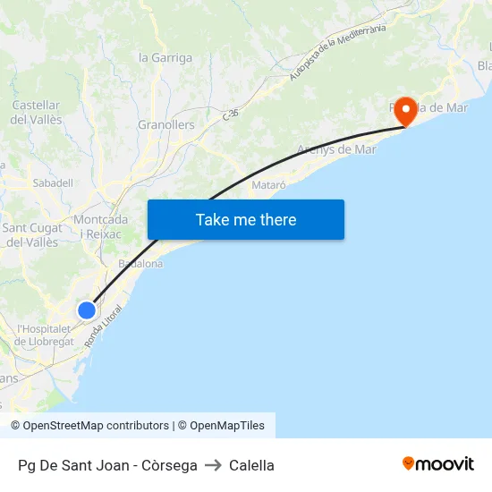 Pg De Sant Joan - Còrsega to Calella map