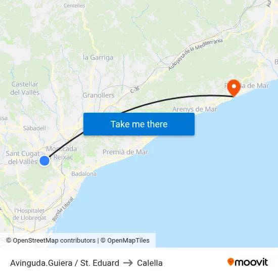 Avinguda.Guiera / St. Eduard to Calella map