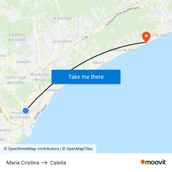 Maria Cristina to Calella map