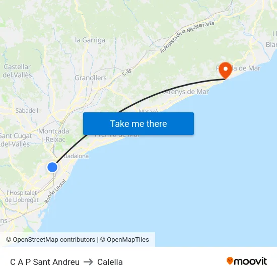 C A P Sant Andreu to Calella map