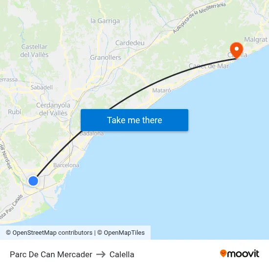 Parc De Can Mercader to Calella map