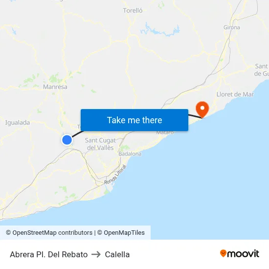 Abrera Pl. Del Rebato to Calella map
