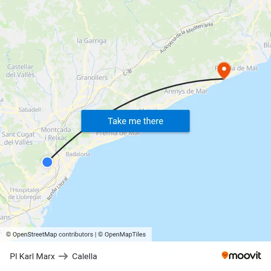 Pl Karl Marx to Calella map