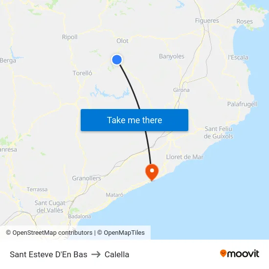 Sant Esteve D'En Bas to Calella map