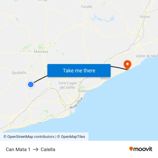 Can Mata 1 to Calella map