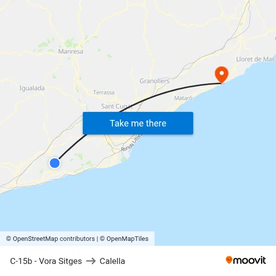 C-15b - Vora Sitges to Calella map