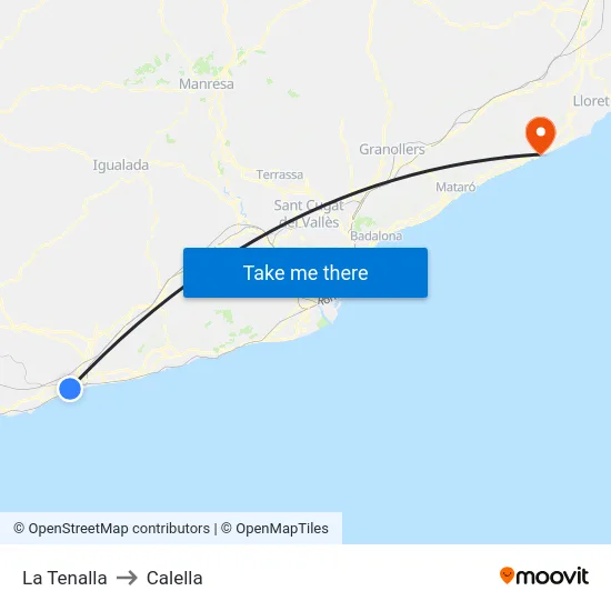 La Tenalla to Calella map