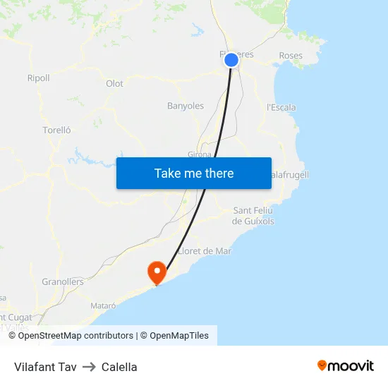 Vilafant Tav to Calella map