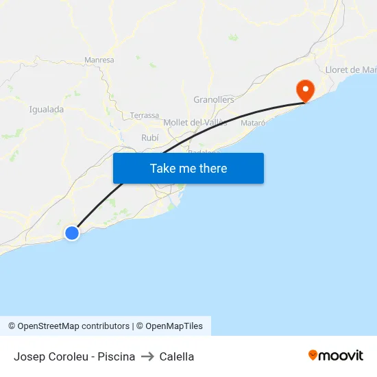 Josep Coroleu - Piscina to Calella map