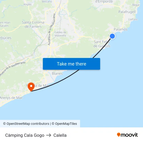 Càmping Cala Gogo to Calella map