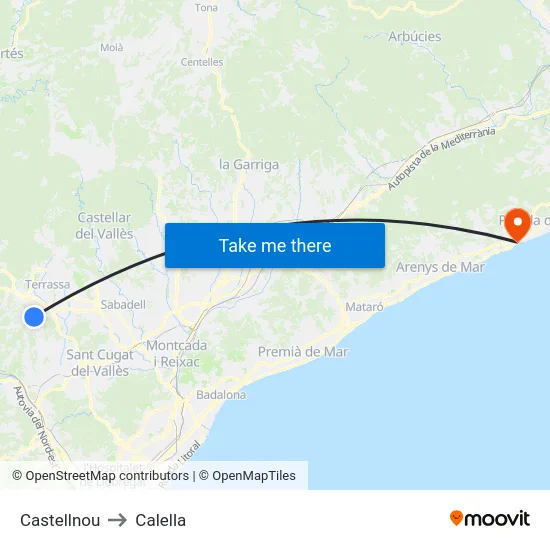 Castellnou to Calella map