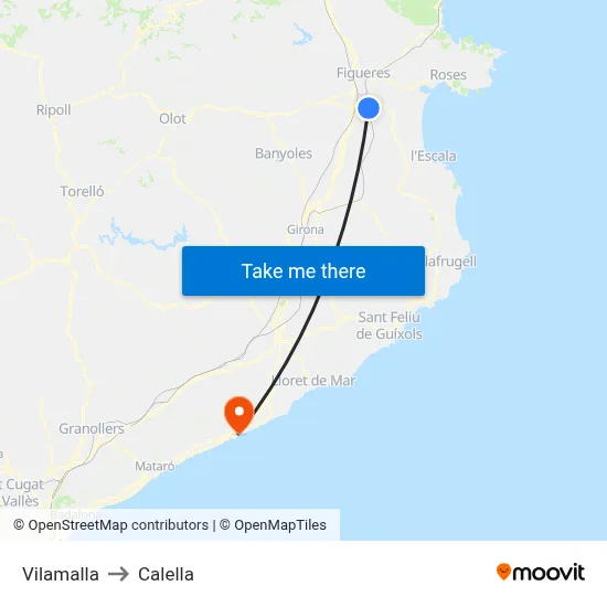 Vilamalla to Calella map