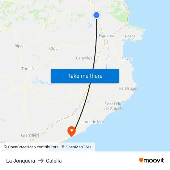 La Jonquera to Calella map