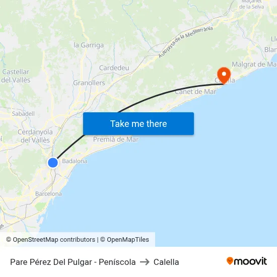 Pare Pérez Del Pulgar - Peníscola to Calella map