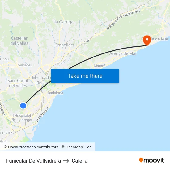 Funicular De Vallvidrera to Calella map