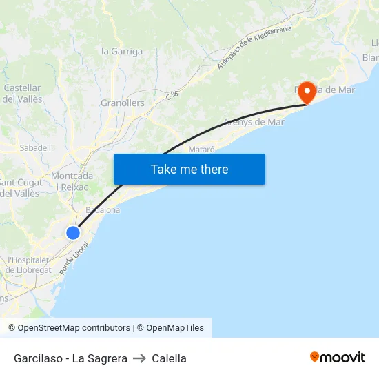 Garcilaso - La Sagrera to Calella map