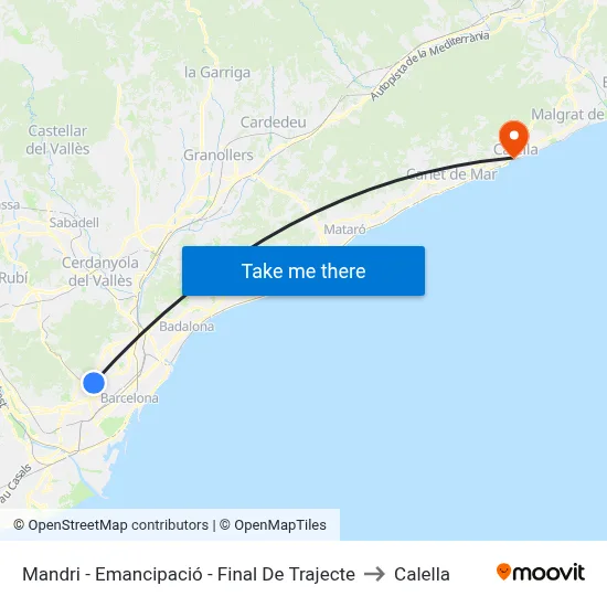 Mandri - Emancipació - Final De Trajecte to Calella map
