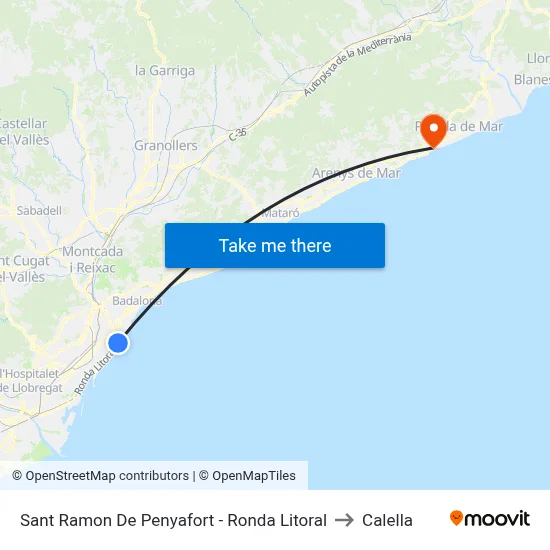 Sant Ramon De Penyafort - Ronda Litoral to Calella map