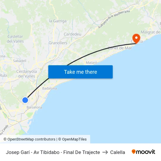 Josep Garí - Av Tibidabo - Final De Trajecte to Calella map