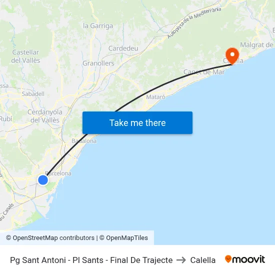 Pg Sant Antoni - Pl Sants - Final De Trajecte to Calella map