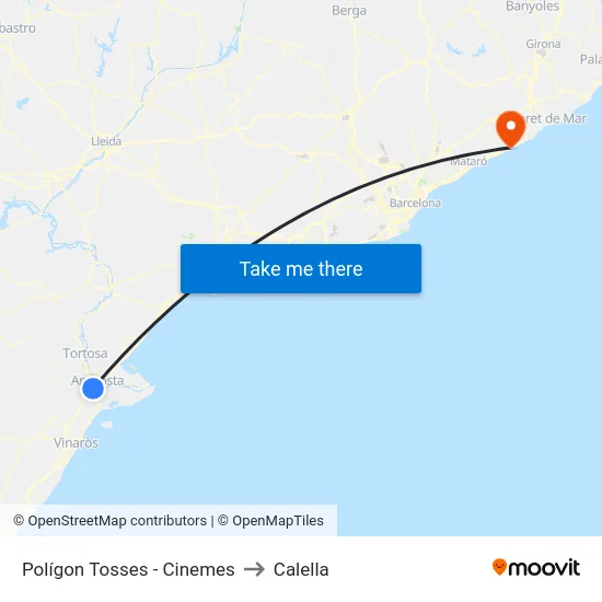 Polígon Tosses - Cinemes to Calella map