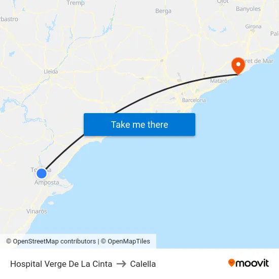 Hospital Verge De La Cinta to Calella map
