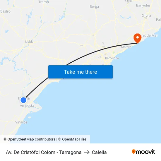 Av. De Cristòfol Colom - Tarragona to Calella map