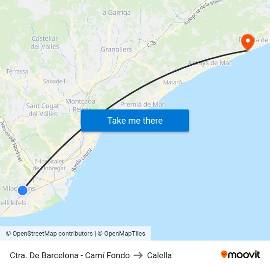 Ctra. De Barcelona - Camí Fondo to Calella map