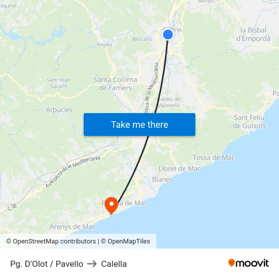 Pg. D'Olot / Pavello to Calella map