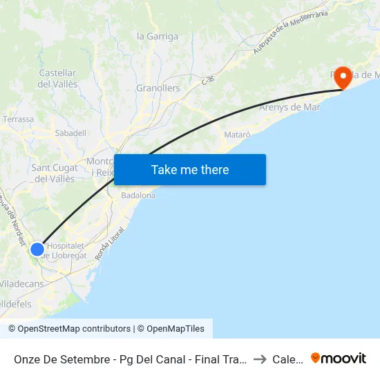 Onze De Setembre - Pg Del Canal - Final Trajecte to Calella map