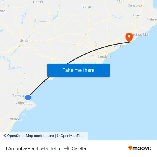 L'Ampolla-Perelló-Deltebre to Calella map