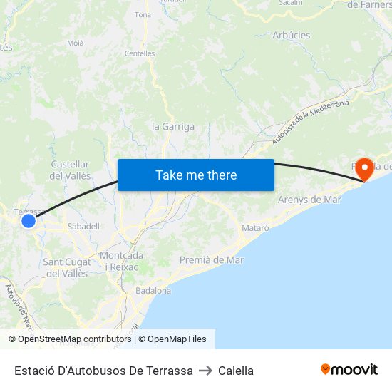 Estació D'Autobusos De Terrassa to Calella map