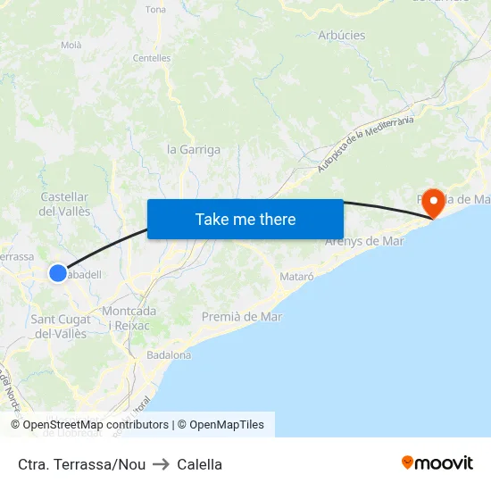 Ctra. Terrassa/Nou to Calella map
