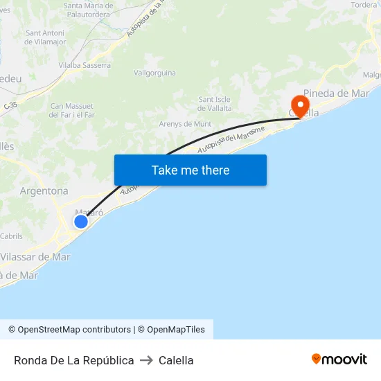 Ronda De La República to Calella map