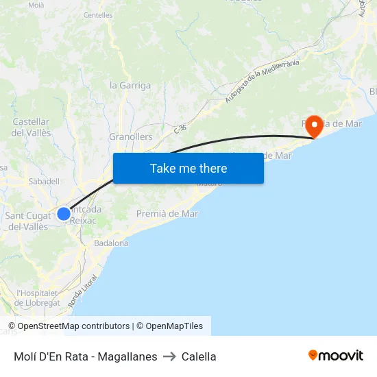 Molí D'En Rata - Magallanes to Calella map