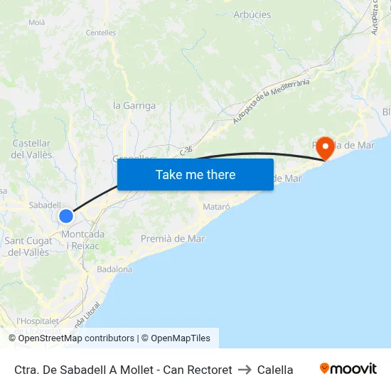 Ctra. De Sabadell A Mollet - Can Rectoret to Calella map