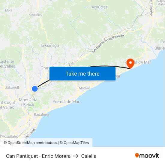 Can Pantiquet - Enric Morera to Calella map